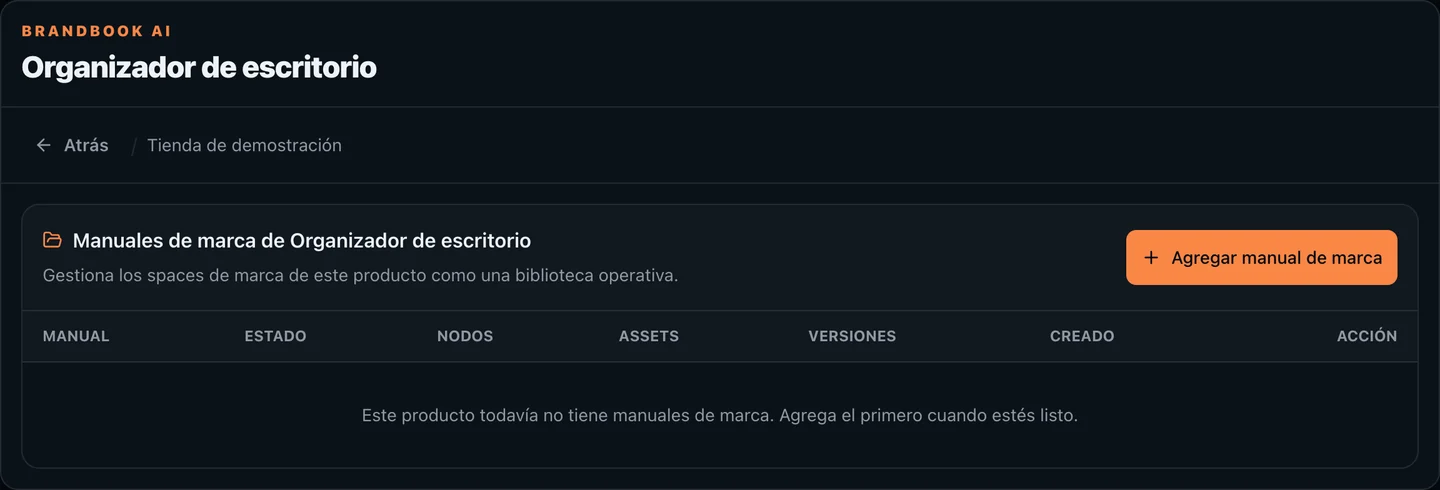 Workspace de Brandbook IA con la identidad y los assets del producto